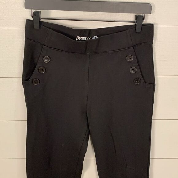 Betabrand flat front black triple button pocket woman’s slacks medium petite - Picture 2 of 8